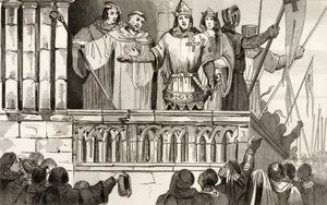 Louis VII (1120-80) le Jeune rassemble des soutiens pour la deuxième croisade en 1144, de 