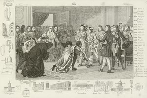 Louis XIV présentant son petit-fils, Philippe V, aux envoyés espagnols, comme leur nouveau roi, 1700