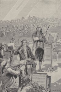Ludwig van Beethoven dirigeant un orchestre malgré sa surdité - French School