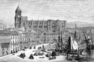 Malaga, Espagne en 1865 - Dessin par Gustave Doré 1865