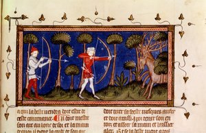 MMS Fr 12399 f.38 Scène de chasse, du Livre du roi Modus et de la reine Ration - French School