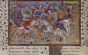 Défaite de Philippe par Pausanias, avec des chevaliers montés combattant, de 