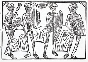 Danse macabre - squelettes de musiciens dans un orchestre