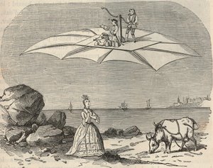 Machine (Planeur) par Samuel Musgrave - Gravure dans « Sciences à la disposition de tous - physique et chimie » par Alexis Clerc - Fin du 19e siècle - Collection privée