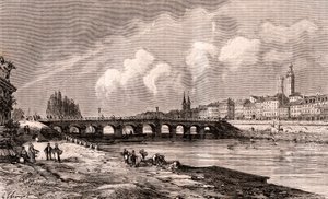 Mâcon - Bourgogne-Franche-Comté - gravure dans « La France illustrée : géographie, histoire, administration statistique » par V.A. Malt-Brown. 1884