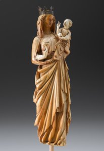 Madonna et Enfant, c.1260-1290 (ivoire et métal) - French School