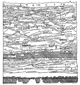 Carte de la Gaule - fragment - French School