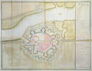Carte de Sas van Gent, Pays-Bas, 1747