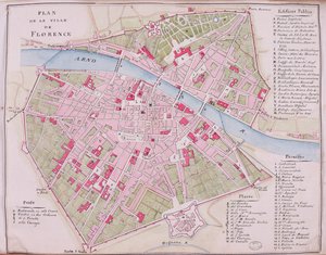 Carte de la ville de Florence - French School