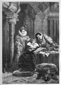 Marie de Médicis avec ses amis et confidents italiens influents Leonora Dori (Dosi) dite Galigaï (1571-1617) et son mari Concino Concini (Conchine) (vers 1575-1617)
