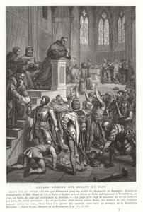 Martin Luther déchirant les bulles papales, Wittenberg, Allemagne, 1520