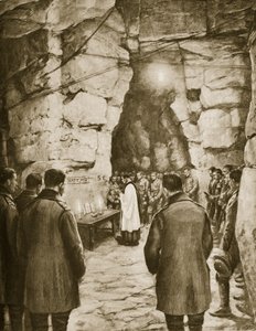 Messe avant la bataille dans les grottes françaises, 1914-19 - French School