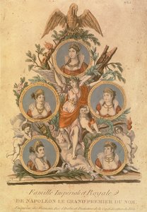 Médaillons représentant les membres de la famille impériale de Napoléon Ier : Impératrice Joséphine ; Marie Julie, épouse de Joseph Napoléon ; Roi de Naples ; Augusta Amélie de Bavière ; Frédérica Catherine de Wurtemberg