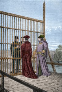 Rencontre du roi Édouard IV et de Louis XI de France à Pecquigny - Traité de Picquigny (département de la Somme) le 29 août 1475 entre Louis XI et Édouard IV met fin à la guerre de Cent Ans - gravure dans "L