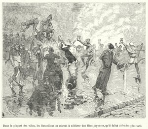 Membres de la Basaoche, une guilde de clercs de notaire, célébrant une fête dans les rues d