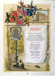 Menu, possiblement de Le Bernois, 14 janvier 1888