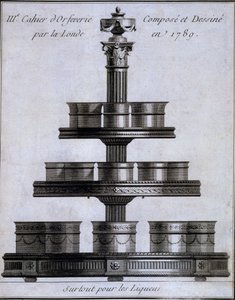 Métal: un ensemble de tasses à liqueur sur un support, 1780-96
