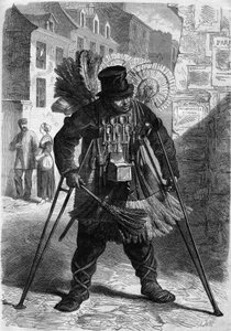 Métier parisien : le marchand de plumes, tasses, cuillères en pot - French School