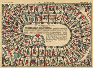 Jeu de société militaire (lithographie couleur)