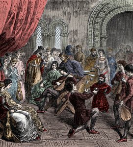 Ménestrels et jongleurs à la cour - French School