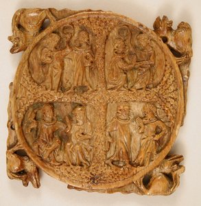 Boîtier de miroir avec des amoureux - French School