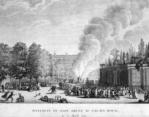 Modèle du pape brûlé au Palais Royal, 6 avril