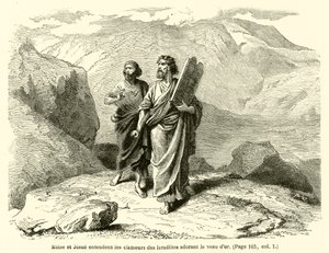 Moïse et Josué entendent les clameurs des Israélites adorant le veau d