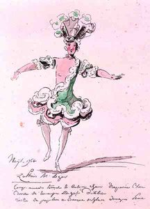 Monsieur Leger en Zéphyr, dans Nais, un livret de Cahusac, composé par Jean-Philippe Rameau, 1764 - French School