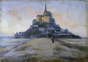 Mont Saint-Michel et le passage - peinture anonyme - French School
