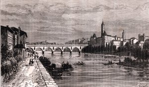 Montauban - Languedoc-Roussillon-Midi-Pyrénées - gravure dans « La France illustrée : géographie, histoire, administration statistique » par V.-A. Malt-Brown. 1884
