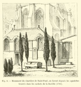 Monument du cimetière de Saint-Paul, où furent déposés les squelettes trouvés dans les cachots de la Bastille, 1790 - French School