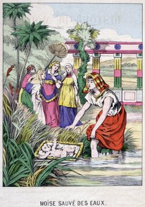 Moïse sauvé des eaux - dans "Vie de Moïse", éd. Olivier Pinot, Épinal, fin 19ème siècle - French School
