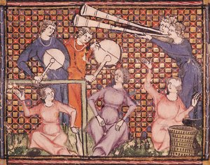 Ms 1044 fol.103v Musiciens, de Ovide Moralisé écrit par Chrétien Legouais