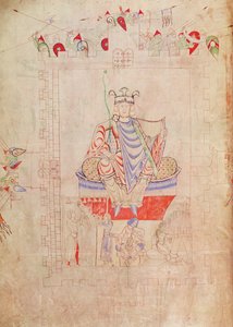 Ms. 1215 t.3 fol.13v Roi David en majesté au centre de Jérusalem, 1109