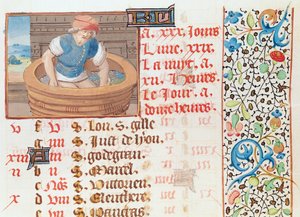 Ms 134 Septembre : Foulage des raisins, d