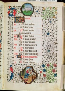 Ms 19 mars : Bélier et un homme abattant des arbres, d