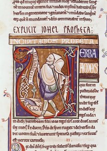 Ms 1 fol.194v Initiale historiée V représentant Amos, de la Bible de Souvigny