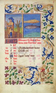Ms 2697 Calendrier pour le mois de février, des Heures de Notre-Dame