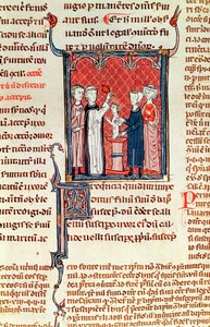 Ms 372 fol.161 Une scène de baptême, des Décrets de Gratien - French School