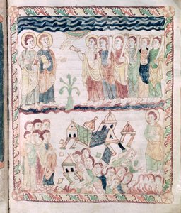 Ms 386 fol.25r Anges avec trompettes et la terre tremblante, de l
