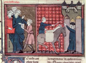 Un messager envoyé pour sauver Antioche, du Roman de Godefroi de Bouillon, 1337 - French School