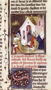 Prostituées avec des clients, de Des Claires et Nobles Femmes, par Giovanni Boccaccio, vers 1403 - French School