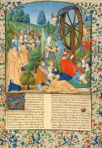 Ms Hunter 371 f.1r Dame Fortune et victimes tombant de sa roue, d