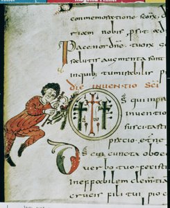 Initiale historiée O, du Sacramentaire de Gellone - French School