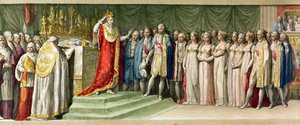 Napoléon Bonaparte (1769-1821) se couronnant lui-même avec la Couronne de Fer des Lombards à Milan, 1805 - French School