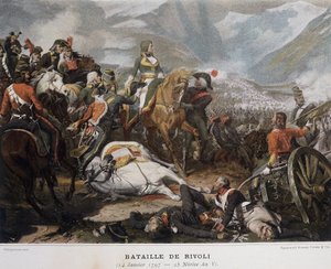 Napoléon à la bataille de Rivoli le 14 janvier - French School