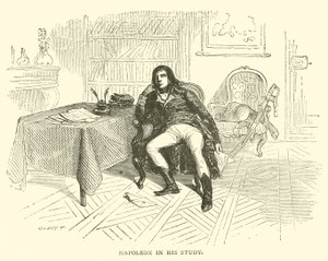 Napoléon dans son étude (gravure) - French School