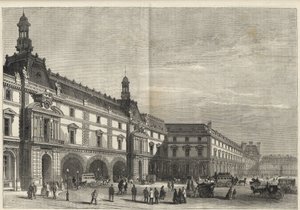 Nouveaux bâtiments des Tuileries sur la place du Carrousel (gravure) - Le nouveau Louvre - façade côté place du Carrousel et salle des États - Gravure de 1869