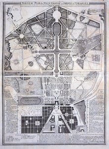 Nouveau Plan de la Ville, Château et Jardins de Versailles, 1714, de Les Plans, Profils et Élévations des Villes et Château de Versailles, publié c.1715