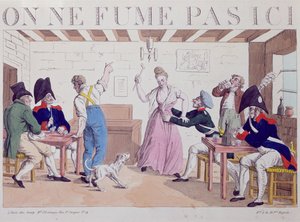 Interdiction de fumer caricature contre la présence des troupes alliées à Paris, 1815 - French School